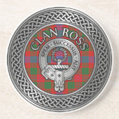 Clan Ross Wappen & Tartan Knot Getränkeuntersetzer (Vorne)