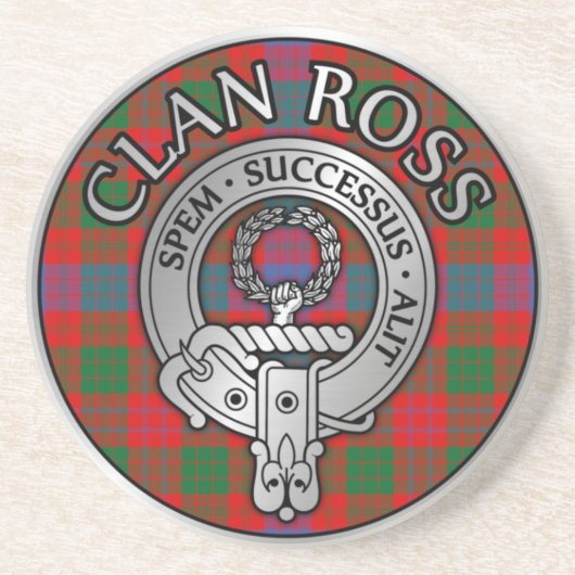 Clan Ross Wappen & Tartan Knot Getränkeuntersetzer (Vorne)