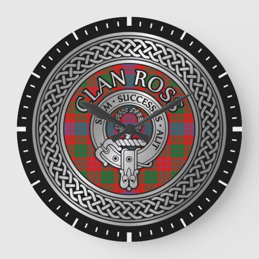 Clan Ross Wappen & Tartan Knot Große Wanduhr (Vorderseite)