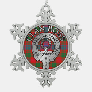 Clan Ross Wappen & Tartan Knot Schneeflocken Zinn-Ornament
