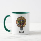 Clan Russell Crest over Tartan Tasse (Links)
