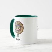 Clan Russell Crest over Tartan Tasse (Vorderseite Links)