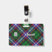 Clan Russell Tartan Ausweis (Vorderseite mit Clip)