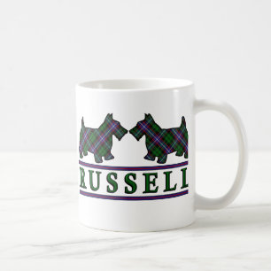 Clan Russell Tartan Scottish Scottie Dogs Kaffeetasse