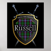 Clan Russell Tartan Shield & Schwerter Print Poster (Vorne)