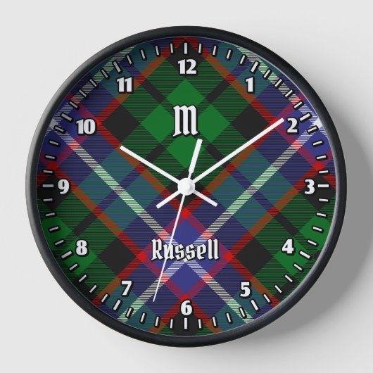 Clan Russell Tartan Uhr (Vorderseite)