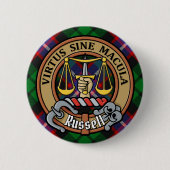 Clan Russell-Wappen auf Tartan Button (Vorderseite)