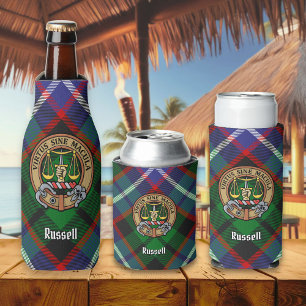 Clan Russell-Wappen über Tartan Flaschenkühler