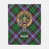 Clan Russell-Wappen über Tartan Fleecedecke (Vorderseite)