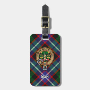 Clan Russell-Wappen über Tartan Gepäckanhänger