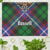 Clan Russell-Wappen über Tartan Geschirrtuch (Gefaltet)