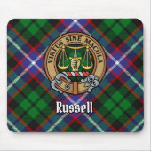 Clan Russell-Wappen über Tartan Mousepad (Vorne)