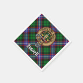 Clan Russell-Wappen über Tartan Serviette (Ecke)