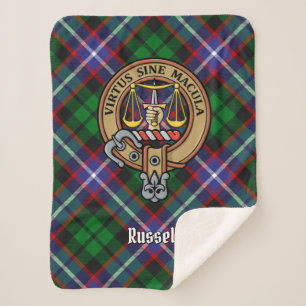 Clan Russell-Wappen über Tartan Sherpadecke