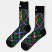 Clan Russell-Wappen über Tartan Socken (Linkes Detail)
