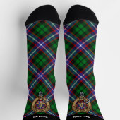 Clan Russell-Wappen über Tartan Socken (Oben)