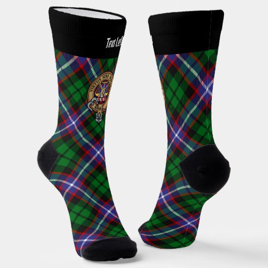 Clan Russell-Wappen über Tartan Socken (Gewinkelt)