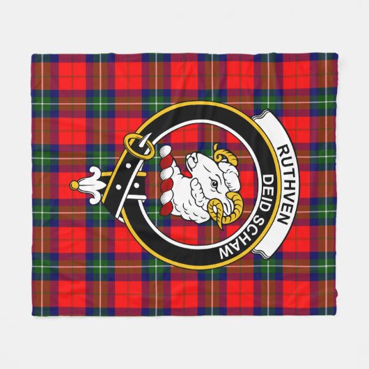 Clan Ruthven Tartan Kariert Fleecedecke (Vorderseite (Horizontal))