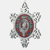 Clan Ruthven Wappen & Tartan Schneeflocken Zinn-Ornament (Rechts)
