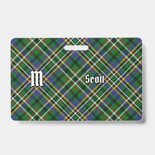 Clan Scott Green Tartan Abzeichen Ausweis (Front)