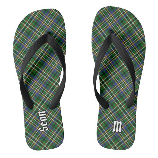 Clan Scott Green Tartan Flip Flops Badesandalen (Fußbett)