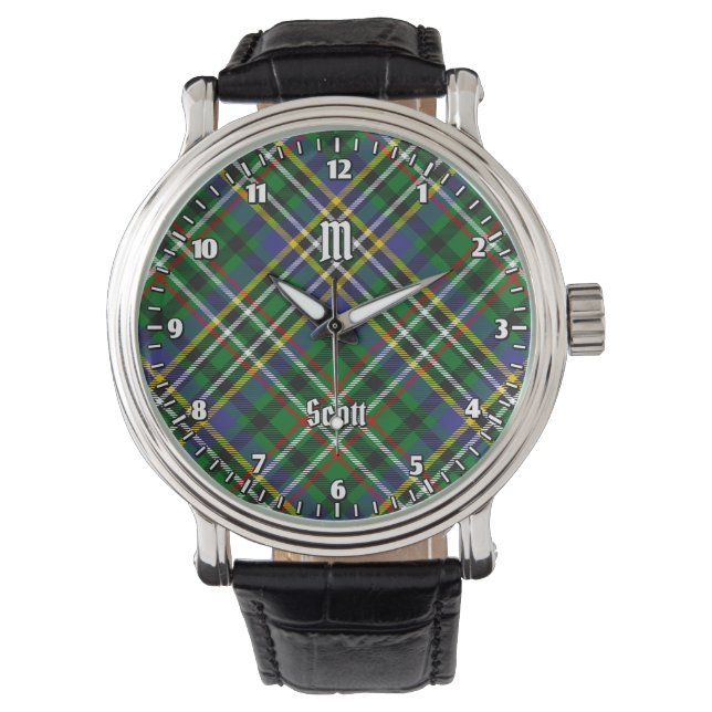 Clan Scott Green Tartan Watch Armbanduhr (Vorderseite)