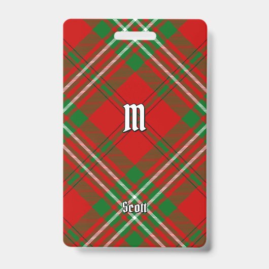 Clan Scott Red Tartan Abzeichen Ausweis (Vorderseite)