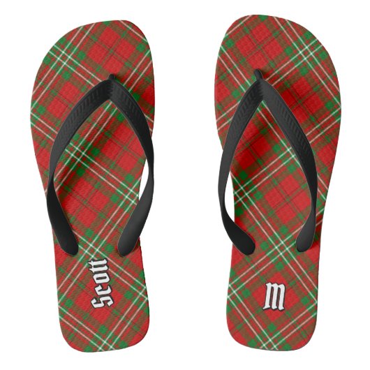 Clan Scott Red Tartan Flip Flops Badesandalen (Fußbett)