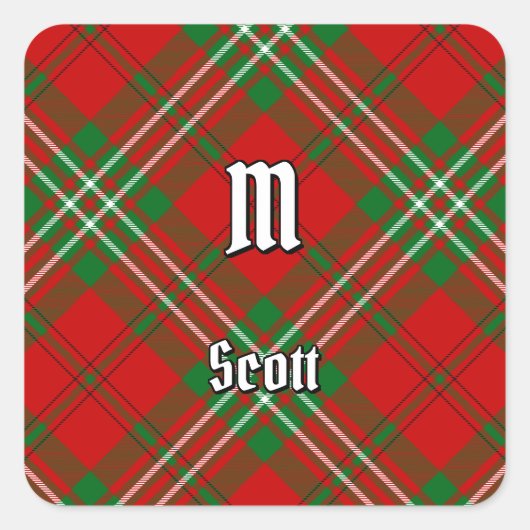 Clan Scott Red Tartan Square Sticker (Vorderseite)