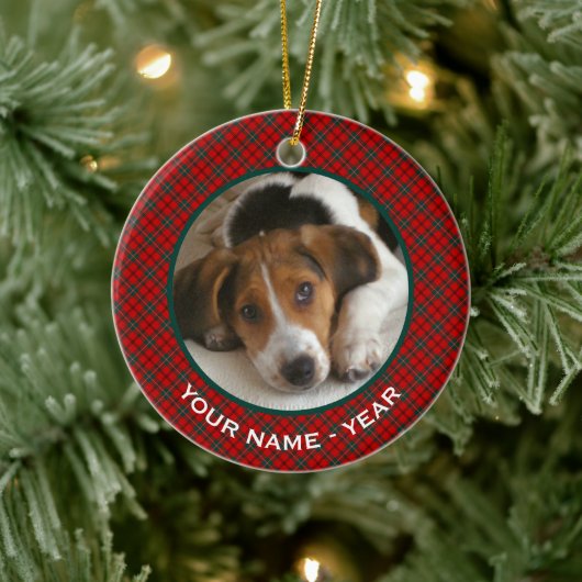 Clan Scott Red und Green Scottish Kariert Foto Keramik Ornament (Baum)