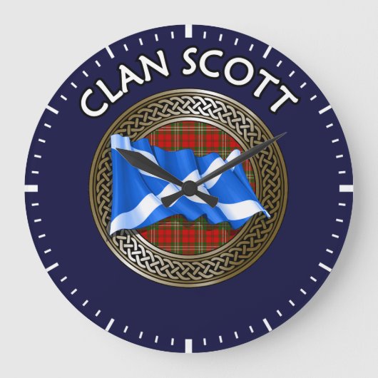 Clan Scott Tartan Große Wanduhr (Vorderseite)