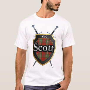 Clan Scott Tartan Kariert Shield & Schwerter T-Shirt