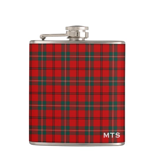 Clan Scott Tartan Monogram Flachmann (Vorderseite)
