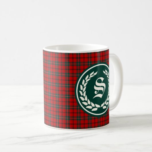 Clan Scott Tartan Monogram Kaffeetasse (VorderseiteRechts)