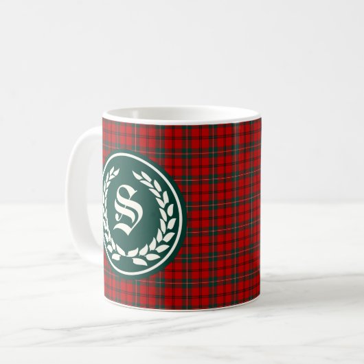 Clan Scott Tartan Monogram Kaffeetasse (Vorderseite Links)