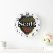 Clan Scott Tartan Scottish Dream Clock Große Wanduhr (Zuhause)