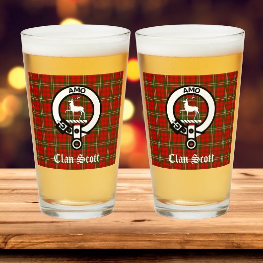 Clan Scott Wappen Abzeichen & Tartan individuell a Glas