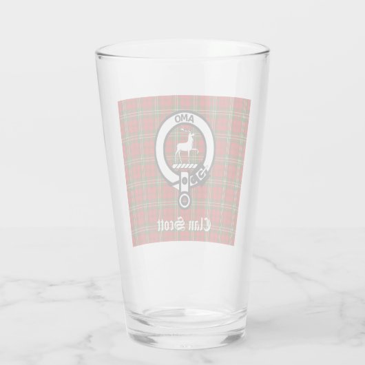 Clan Scott Wappen Abzeichen & Tartan individuell a Glas (Rückseite)