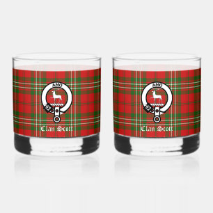 Clan Scott Wappen Abzeichen & Tartan individuell a Whiskyglas