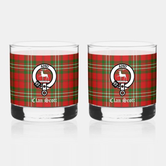 Clan Scott Wappen Abzeichen & Tartan individuell a Whiskyglas (Vorderseite)