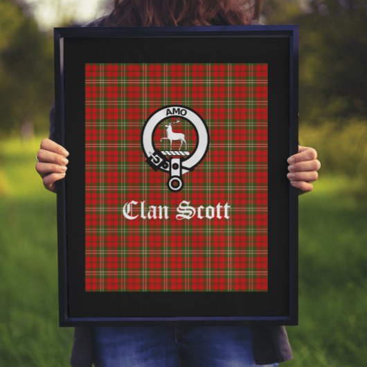 Clan Scott Wappen Abzeichen & Tartan Poster