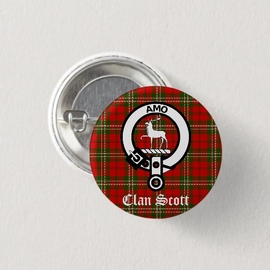 Clan Scott Wappen Abzeichen und Tartan Button (Vorne & Hinten)