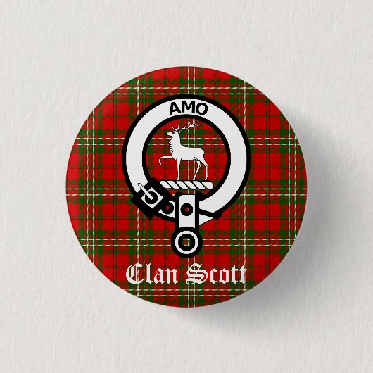 Clan Scott Wappen Abzeichen und Tartan Button (Vorderseite)