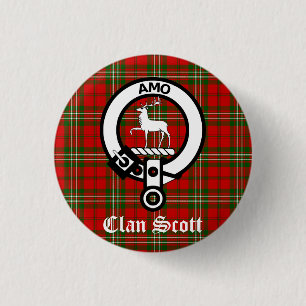 Clan Scott Wappen Abzeichen und Tartan Button