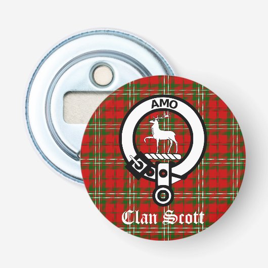 Clan Scott Wappen Abzeichen und Tartan Flaschenöffner (Vorderseite)