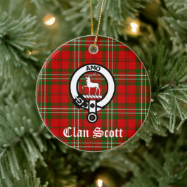 Clan Scott Wappen Abzeichen und Tartan Keramik Ornament
