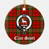 Clan Scott Wappen Abzeichen und Tartan Keramik Ornament (Vorne)
