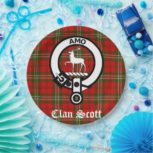 Clan Scott Wappen Abzeichen und Tartan Pappteller (Party)