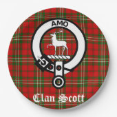 Clan Scott Wappen Abzeichen und Tartan Pappteller (Vorderseite)