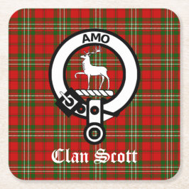 Clan Scott Wappen Abzeichen und Tartan Rechteckiger Pappuntersetzer